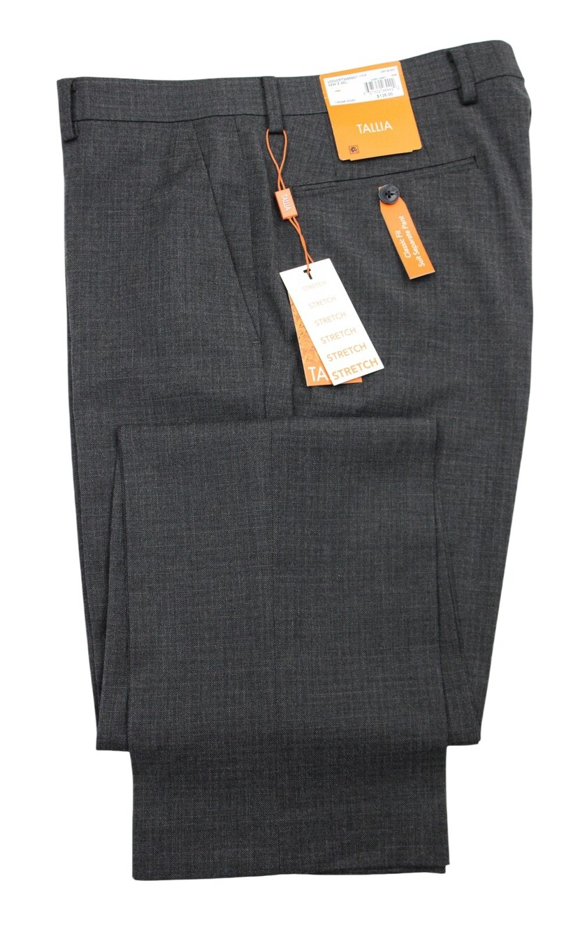 Tallia Dress Pants Mens 32x30 Gray Stretch Flat Front Suit Separate Pant